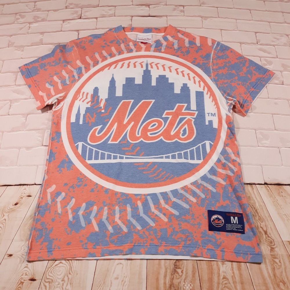 Mitchell & Ness New York Mets T-Shirt Mens Medium Baseball MLB Crew Neck